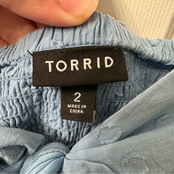 Torrid Mini Dress Spaghetti Straps Blue Elastic Back Polka Dots Monochromatic 2X - Picture 4 of 7